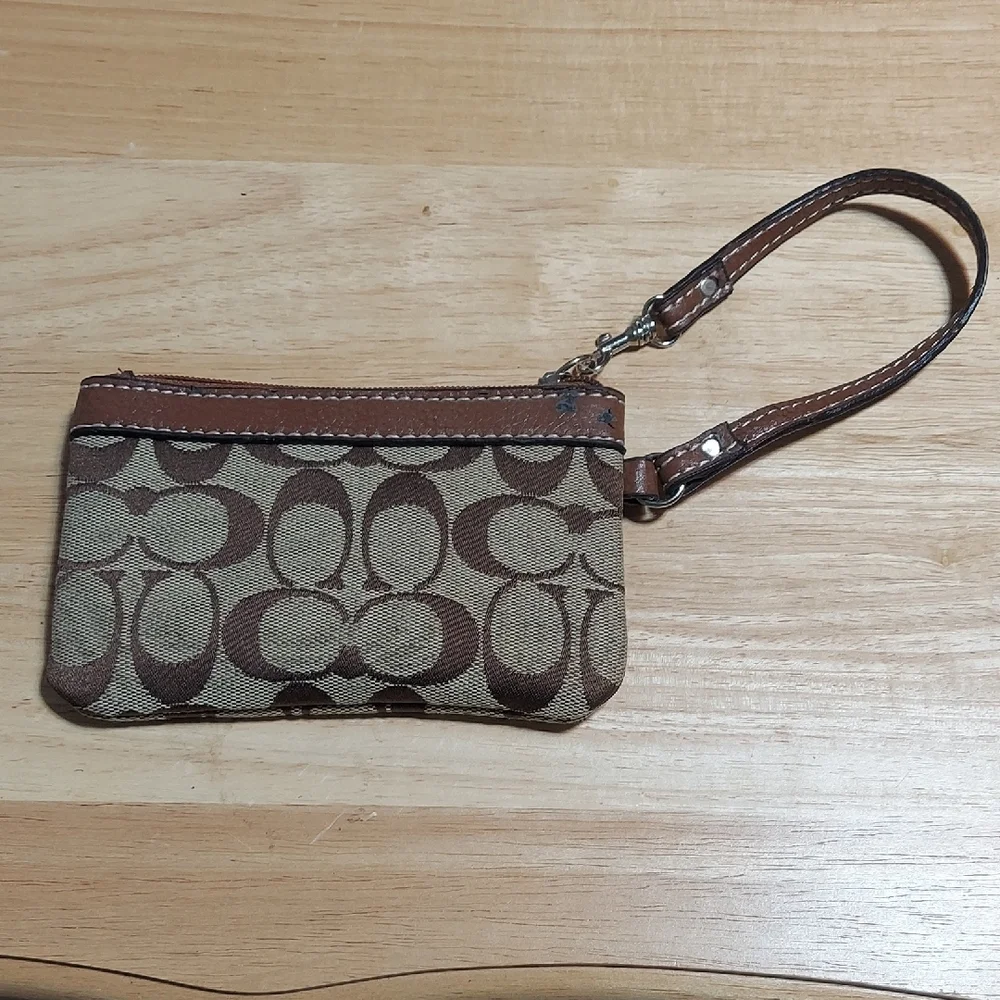 Coach Brown and Tan Wristlet Used Fair Condition